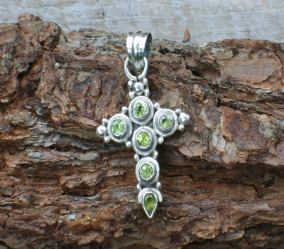 Peridot and Sterling Cross Pendant